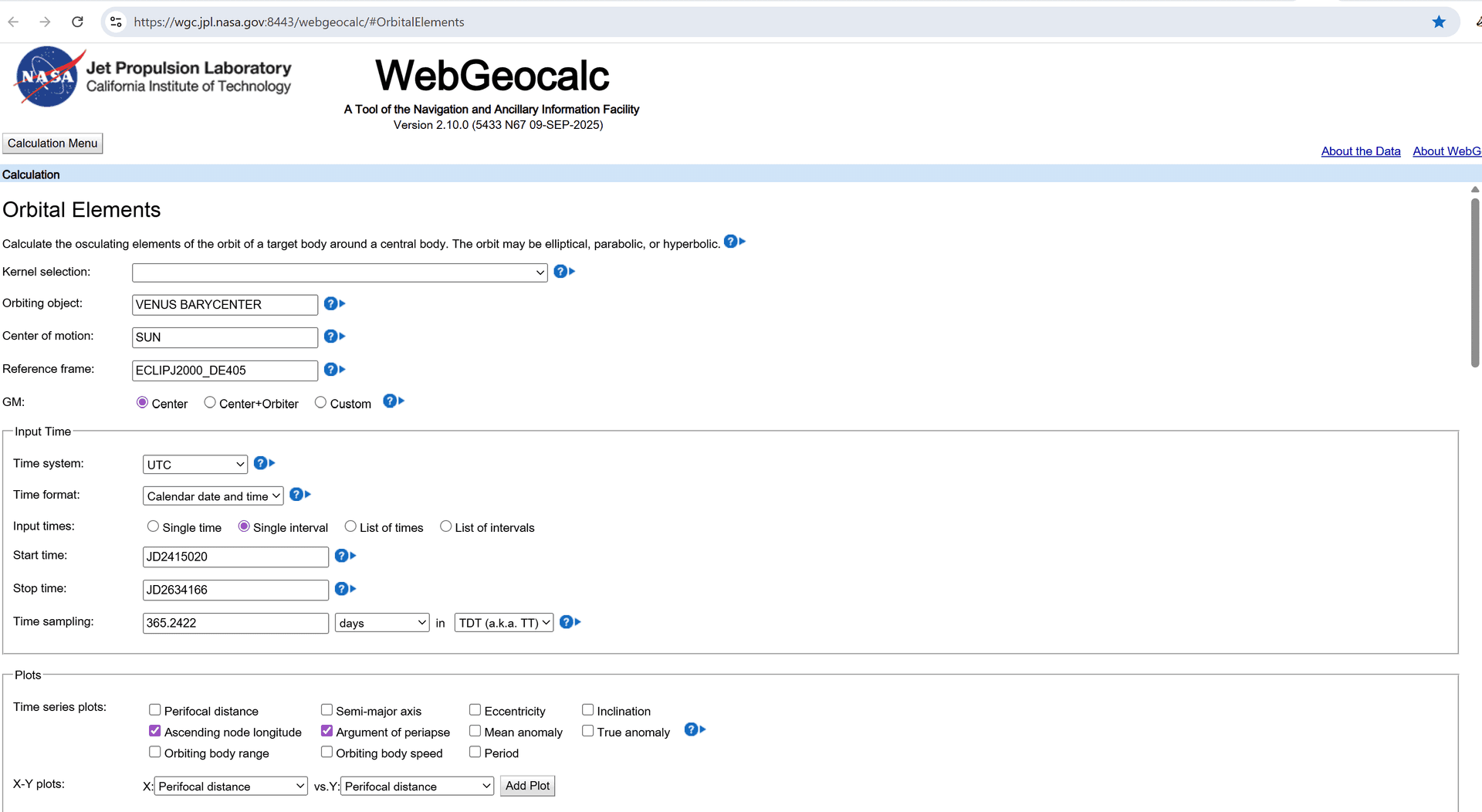 WebGeocalc is a tool that can be used to calculate all sort of planet observations. The settings used for the perihelion advance calculations are added in here